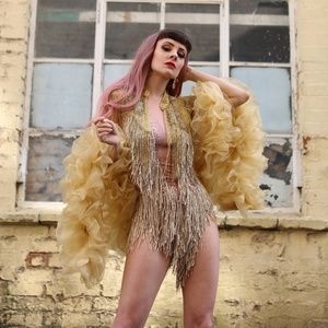 Flapper fringe leotard costume